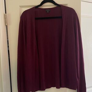 Ann Taylor open front Women's Burgundy cardigan